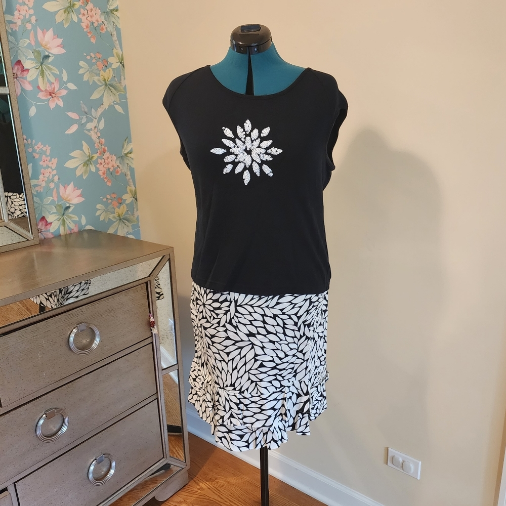 Ronni Nicole by Ouida Women's Black and White Shirt & Skirt Set 12